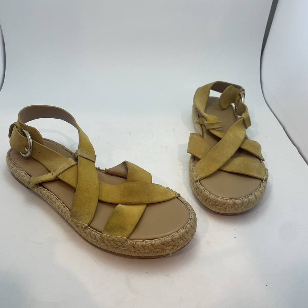 Marc‎ Fisher Tallia Yellow Leather Espadrille Sandal Women's Size 9